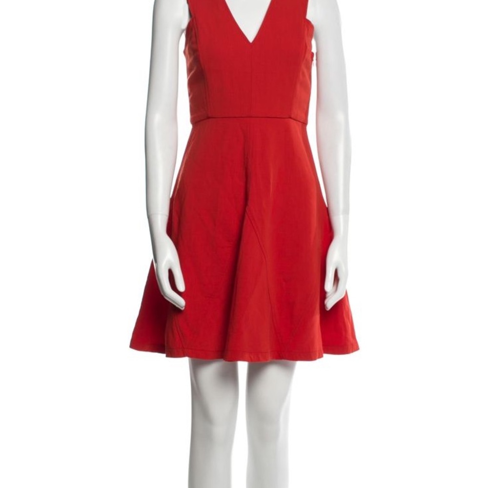 Derek Lam Orange-Red Peplum Mini Dress Square Neck Sleeveless